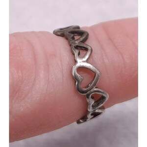 New Old Stock Toe or Finger Open Size Ring Sterling Silver Plated Hearts Tarnish
